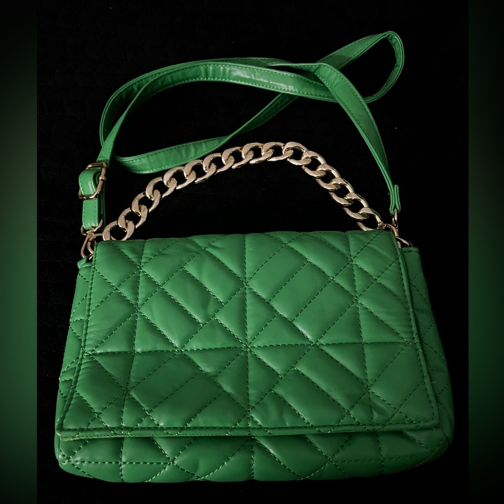 Green Quilted Shoulder Bag